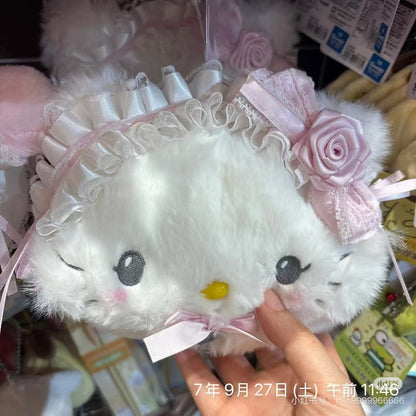 Sanrio｜White Frill Design Face-shaped Pouch｜24×8×15cm approx.