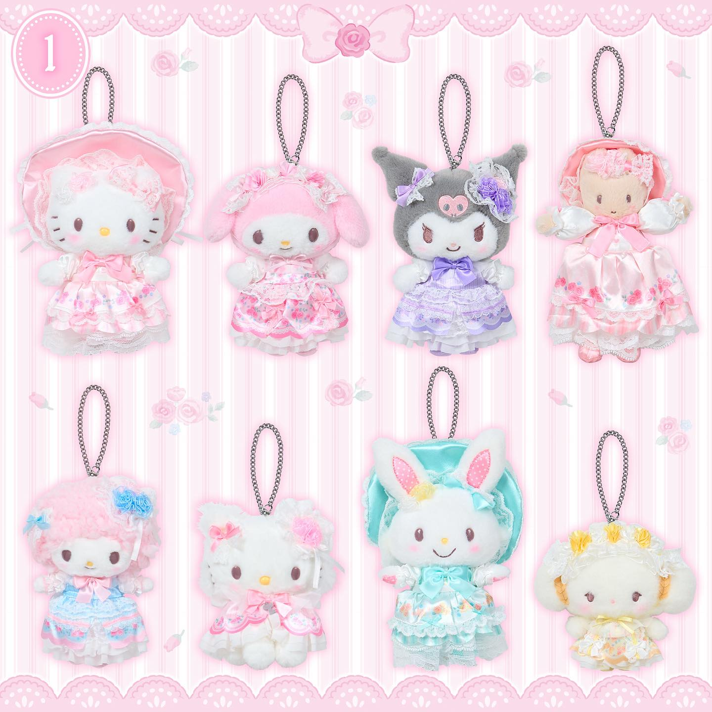Sanrio｜Fairy Tale Party Frills Lace Dress Mascot Holder /Plush Keychain｜80×30×15mm approx.