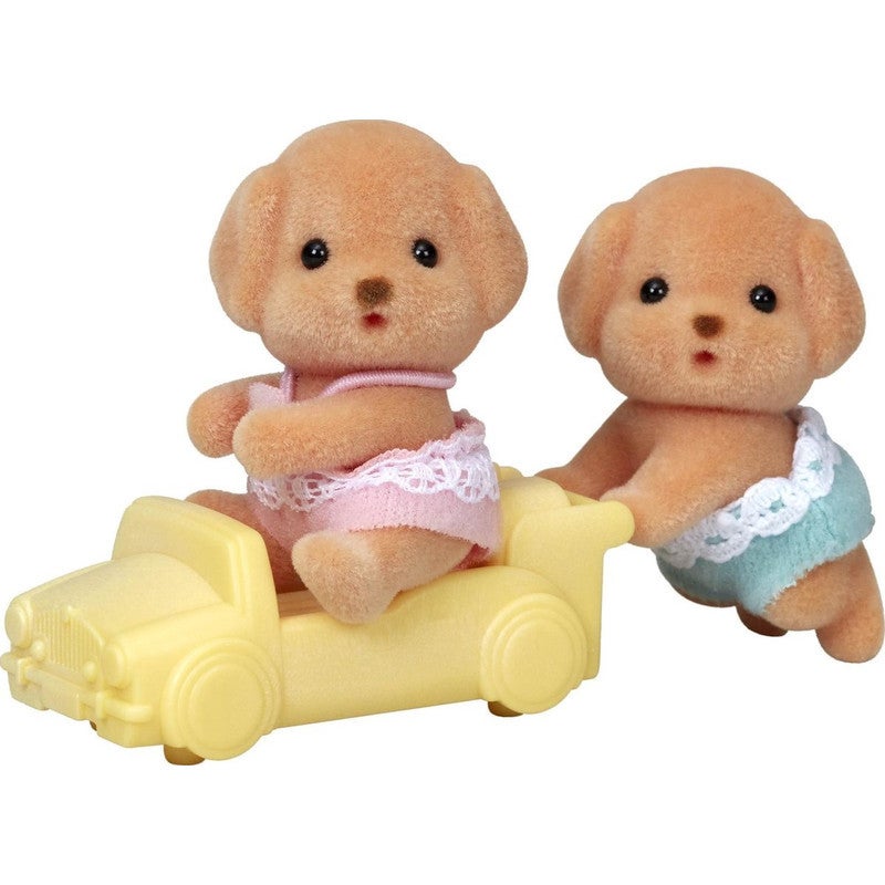 SylvanianFamilies森贝儿家族｜Toy Poodle Twins贵宾犬双胞胎宝宝推车套组/玩具/过家家5425