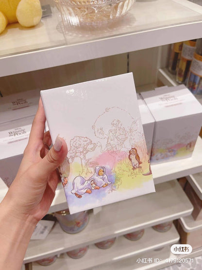 Disney｜噗噗小熊维尼双层耐热玻璃杯+勺子礼盒装/杯子一圈的图案都很精美/金边杯口｜高さ約13.7×幅10×奥行き10(cm)