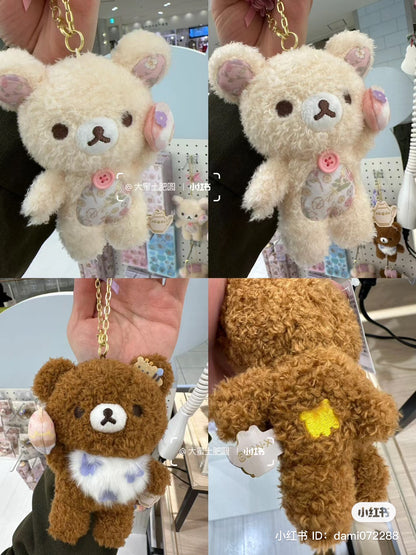 Rilakkuma轻松熊｜花环茶会限定毛茸茸挂件｜约130 x 105 x 55 mm