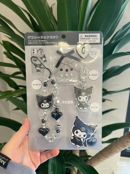 Sanrio三丽鸥｜Charm Decoration Set Monotone黑白印象系列手机吊饰装饰DIY套装｜约 5.5×1×12cm
