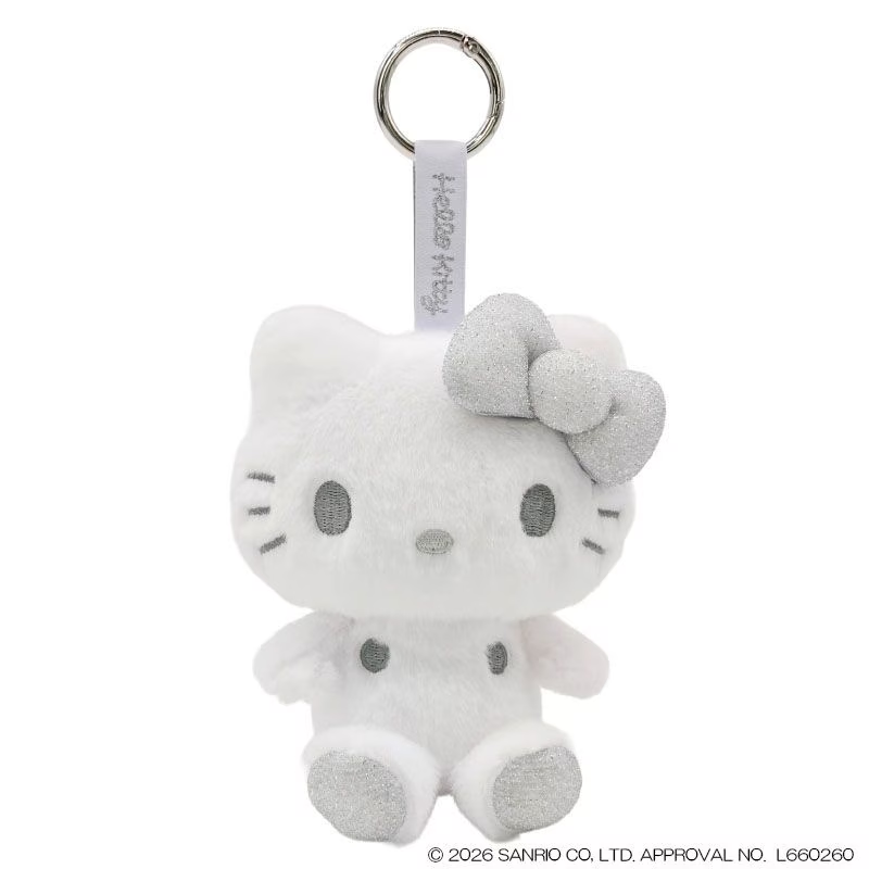 Sanrio｜Hello Kitty Fluffy Glitter Mascot Holder /Plush Keychain｜6.0 x 11.0 x 12.5cm approx.