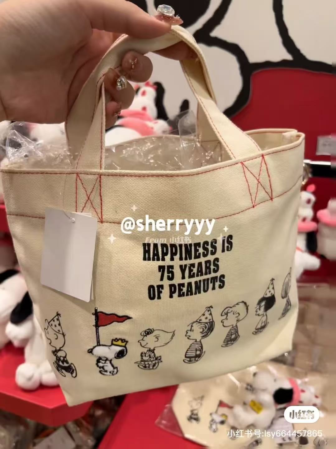 Snoopy｜Peanuts  75th Anniversary Mini Tote Bag ｜ H20 x W30 x D10cm approx.