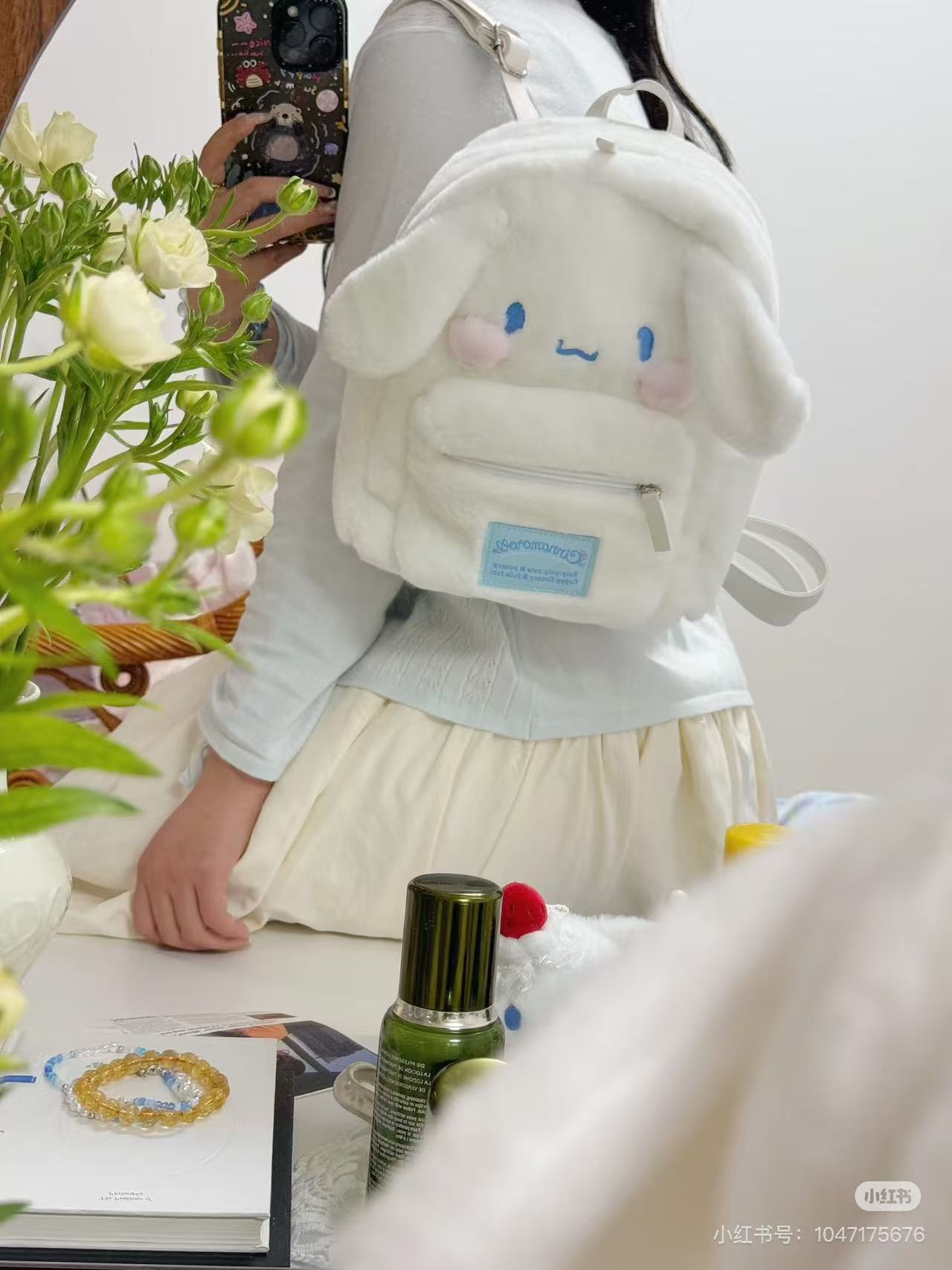 Sanrio｜Cinnamoroll Plump Cheeks Face-shaped Fluffy Backpack｜29×15×26cm approx.