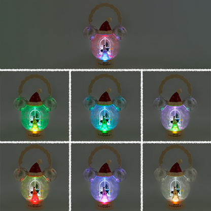 Disney迪士尼 ｜Merry Lil RingRing Mickey 东迪2024圣诞精灵妖精米奇系列七彩发光雪花图案透明手提灯笼球