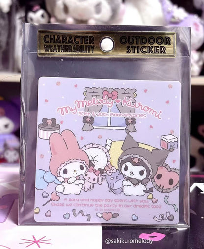 Sanrio｜Outdoor Sticker - My Melody 50th Anniversary &amp; Kuromi 20th Anniversary Angel｜9.2×0.1×9.2cm approx.