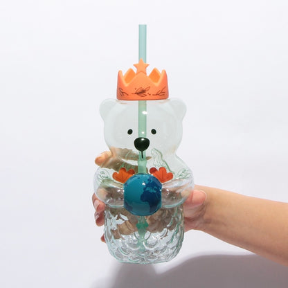 Starbucks日本星巴克｜美人鱼系列星巴克熊大容量耐热玻璃吸管杯｜591ml