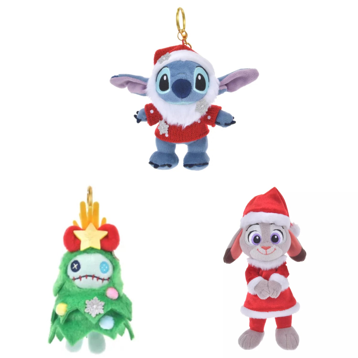 Disney迪士尼｜Plush Keychain Disney Store Japan Christmas 2024东迪冬日圣诞限定系列可爱角色毛绒玩偶挂件/包挂/圣诞树装饰｜约H13.5×W16.5×D9cm