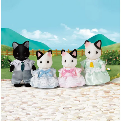 SylvanianFamilies森贝儿家族｜Tuxedo Cat Family黑耳猫一家四口套组/玩具/过家家5181