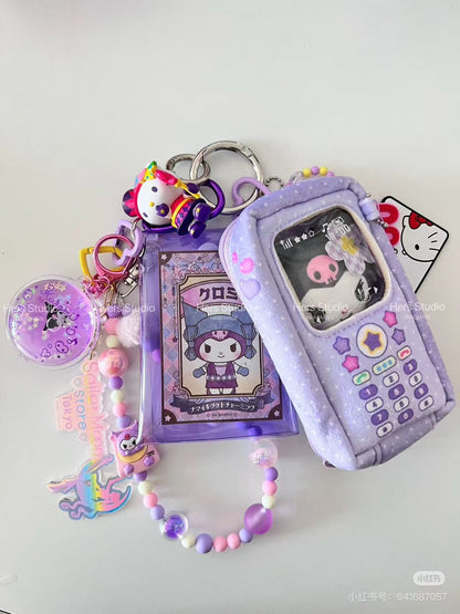 【Customize in Elizabeth store】Sanrio｜characters Mobile phone charm bag with Sanrio family doll Keychain/All 6 types｜1pcs