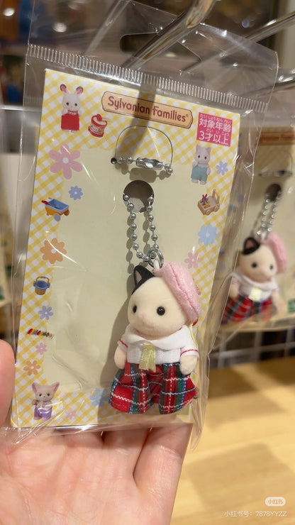 【limit 1】SylvanianFamilies｜Charcoal Cat Key Chain Sailor-style Uniform Calico Critters