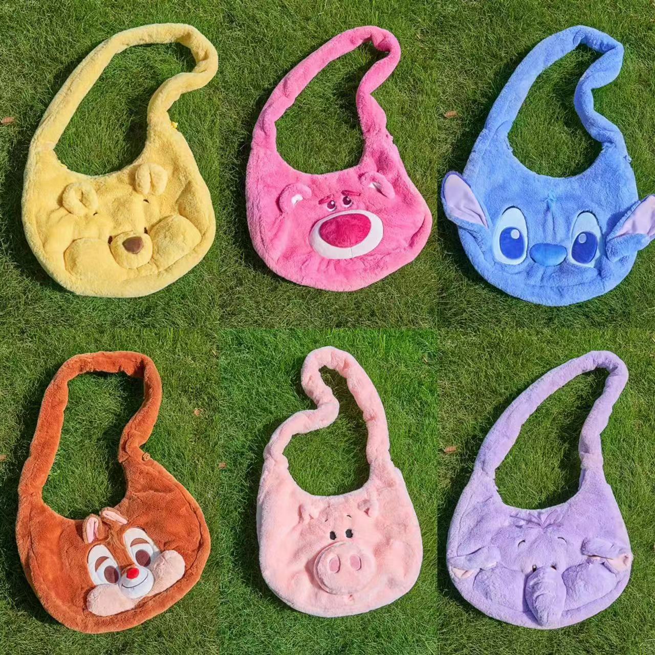 Disney SH｜萌动秋日毛茸茸大脸斜挎包/肩带可伸缩调节一包三用