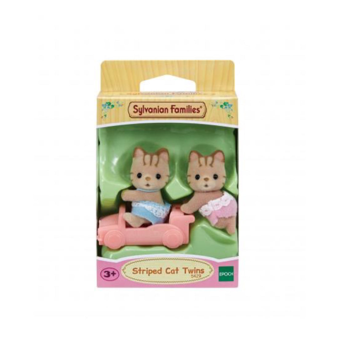 SylvanianFamilies森贝儿家族|Striped Cat Twins三纹猫宝宝双胞胎推车套组/玩具/过家家