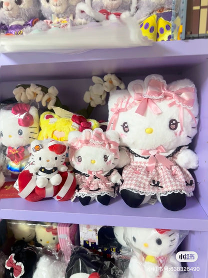 Sanrio三丽鸥｜ Dream Ribbon Plush Toy梦幻蕾丝蝴蝶结千鸟格女仆地雷系毛绒玩偶/公仔｜约 W17.5×D14×H24cm