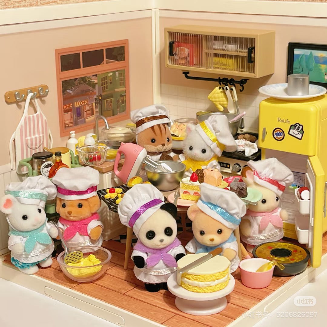 【store available/ limit 1】SylvanianFamilies｜Lively Baby Bakery Chef 7 Baby Dolls Set