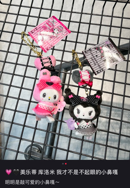 Sanrio｜My Melody 50th &amp; Kuromi 20th Anniversary Fruits Apple Pink Mascot Holder /Plush Keychain｜20cm approx.
