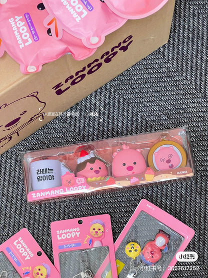 Loopy小海狸｜cup cake超可爱钥匙扣挂件/慢回弹捏捏4枚组