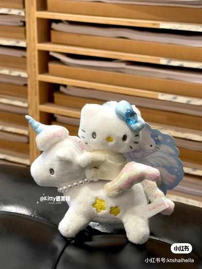 【available soon】HelloKitty｜Premium Series unicorn Mascot Holder /Plush Keychain｜ H12.4 × W11.2 × D5 cm approx.