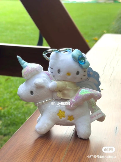【available soon】HelloKitty｜Premium Series unicorn Mascot Holder /Plush Keychain｜ H12.4 × W11.2 × D5 cm approx.