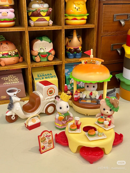 SylvanianFamilies森贝儿家族｜Hamburger Stand拿铁猫汉堡外卖车套组/玩具/过家家5757