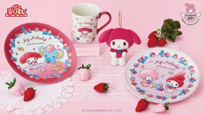 Sanrio三丽鸥｜My Melody Birthday 50th Anniversary美乐蒂50周年限定草莓一番赏/公仔/大脸玩偶手提包/玩偶挂件/松饼机/气垫梳/盘子/马克杯/化妆包/毛小毛巾/贴纸｜1次