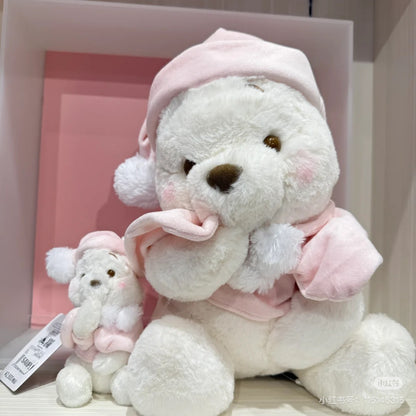 Disney迪士尼｜Plush Toy (M) - Pooh / White Pooh Fruit Latte Color Cape Pink东迪冬日限定水果拿铁色睡衣睡帽斗篷系列噗噗维尼软乎乎坐姿毛绒玩偶/公仔/M号｜约33×25×25cm
