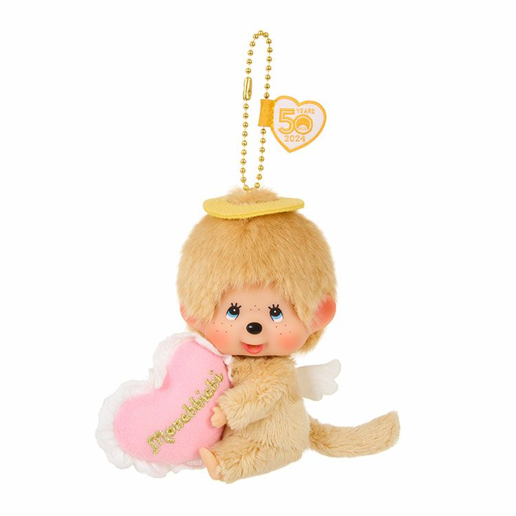 【available soon/limit 1】Monchhichi｜Love Happy Angel Mascot Holder /Plush Keychain｜SS/ H10.5 x W11 x D6.5 cm approx.