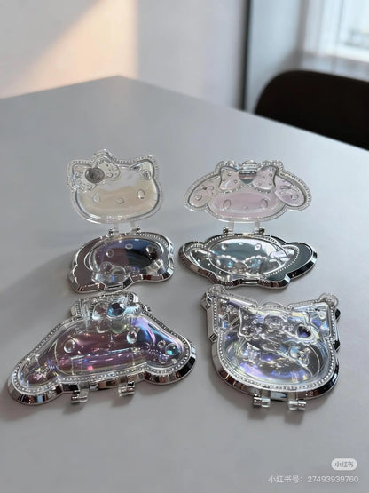 Sanrio｜Face Aurora Hologram Sliver Folding Stand Mirro｜12.5×1.5×9cm approx.