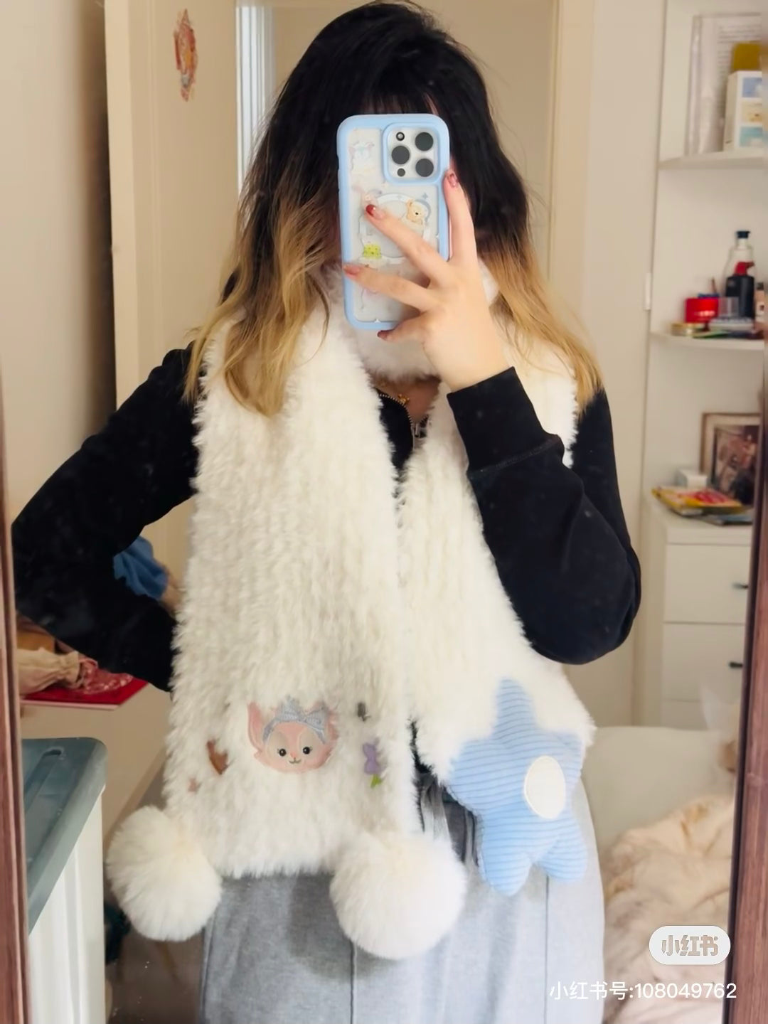 Disney SH｜超暖和懒懒Linabell玲娜贝儿刺绣头像围巾