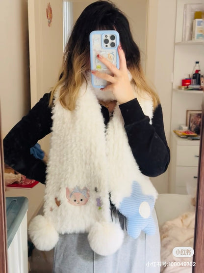 Disney SH｜超暖和懒懒Linabell玲娜贝儿刺绣头像围巾