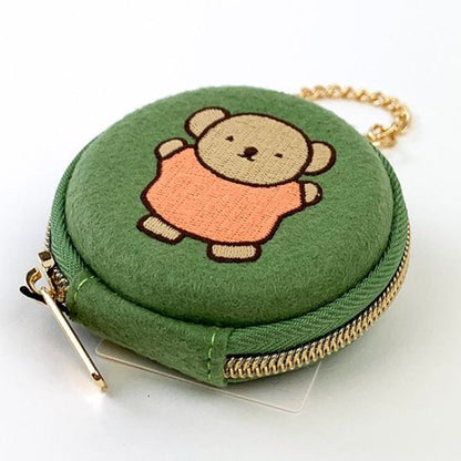 Miffy米菲｜毛毡质地刺绣图案零钱包/收纳包/挂包｜约7.5cm×7.5cm×2.7cm