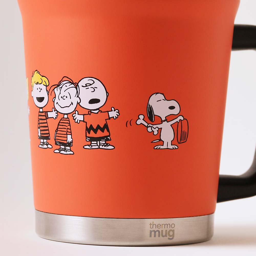 Snoopy｜cafe博多限定红色带盖保温手柄杯｜约0.3L