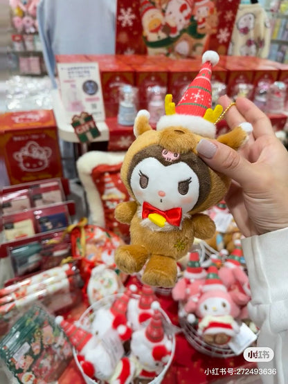 Sanrio三丽鸥｜Mascot Holder/ Christmas 2024圣诞限定可爱角色毛绒玩偶挂件/包挂｜约8.5×6.5×19cm