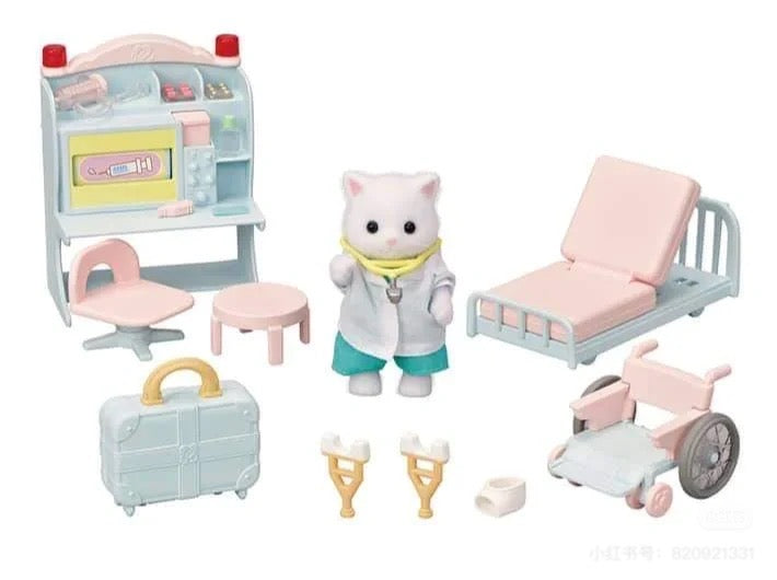 SylvanianFamilies森贝儿家族｜Village Doctor Starter Set-Persian Cat波斯猫乡村医生入门套组/玩具/过家家5705