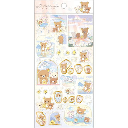 Rilakkuma｜Rainy Day to Sunny Gold Foil Clear Seal Sticke｜200×95mm approx.