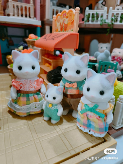 SylvanianFamilies森贝儿家族｜Latte Cat拿铁猫家族系列一家四口套组/玩具/过家家5738