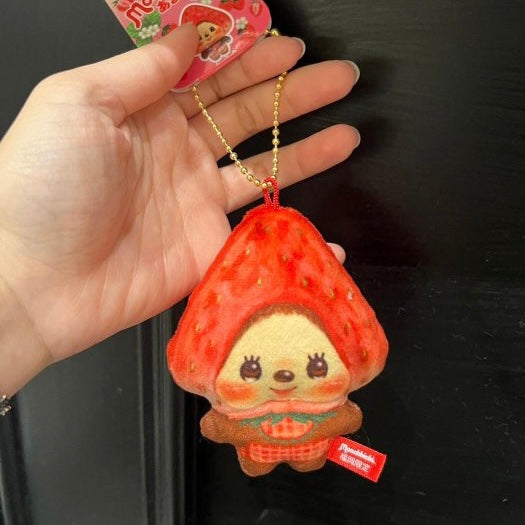 Monchhichi｜strawberry Mascot Holder /Plush Keychain