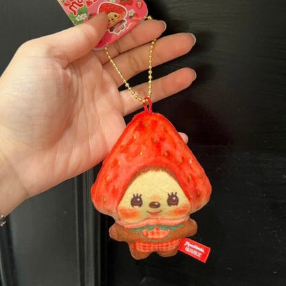 Monchhichi｜strawberry Mascot Holder /Plush Keychain