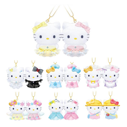 Sanrio｜Hello Kitty &amp; Hello Mimmy Nico Mascot Holder /Plush Keychain｜H200 x W155 x D55mm approx.