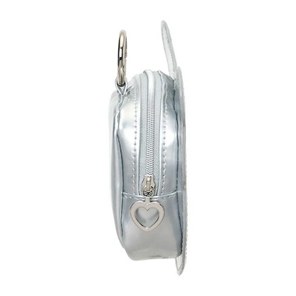 Sanrio三丽鸥｜ Face-shaped Pouch Monotone黑白印象千鸟格系列可爱角色爱心拉链脸型皮质感零钱包挂件/包挂/里面也有可爱图案｜约14.5×4×12.7cm