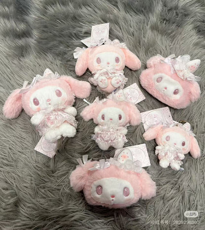 Sanrio｜My Melody White Strawberry Tea Time Mascot Holder /Plush Keychain｜13.5×4.7×12cm approx.