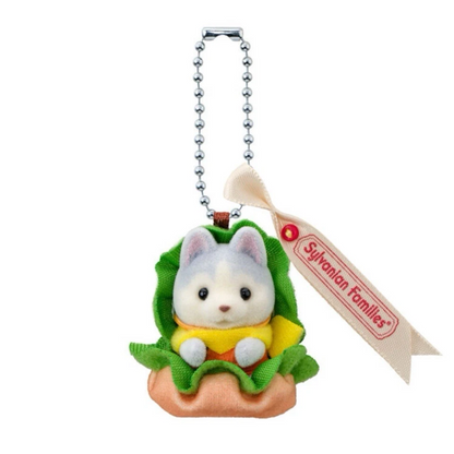 【limit 1】SylvanianFamilies｜Calico Critters Hamburger Baby Husky Keychain