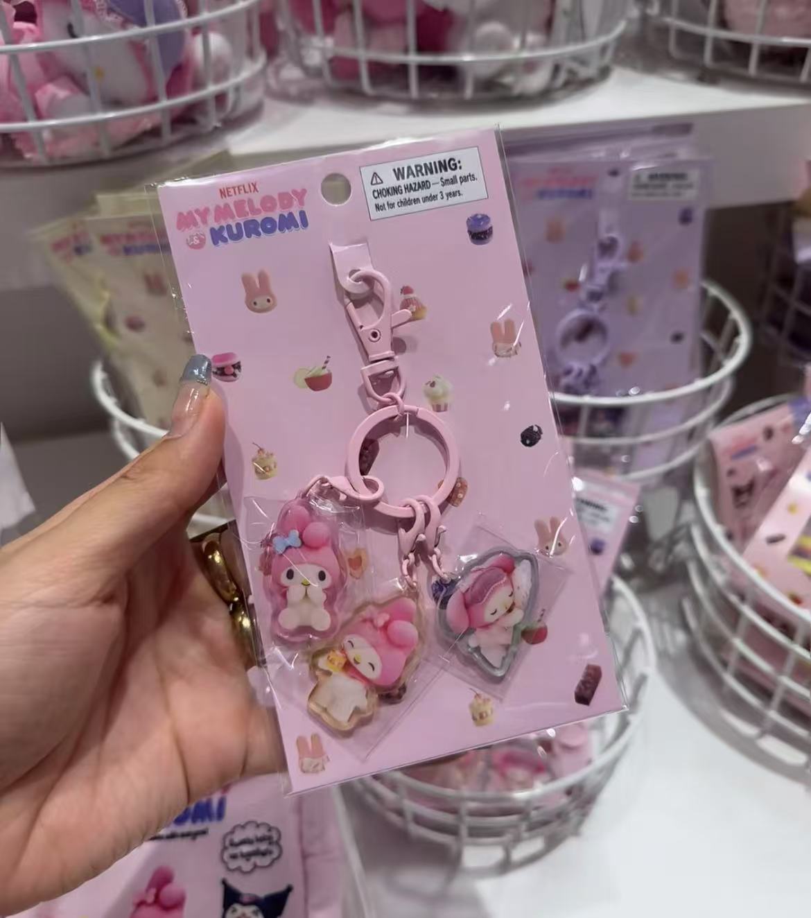 Sanrio｜Netflix Original Anime My Melody &amp; Kuromi Keychain/Keyring｜W 2.8 x D 0.3 x H 3.3 cm approx.