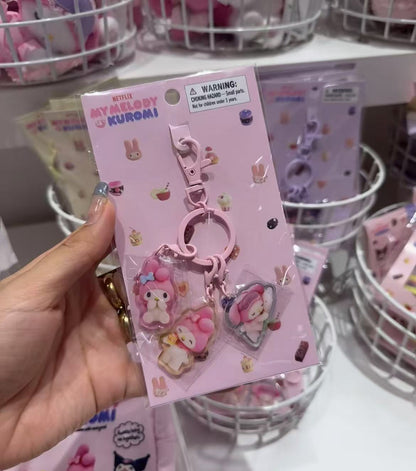 Sanrio｜Netflix Original Anime My Melody &amp; Kuromi Keychain/Keyring｜W 2.8 x D 0.3 x H 3.3 cm approx.