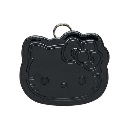 Sanrio三丽鸥｜ Face-shaped Pouch Monotone黑白印象千鸟格系列可爱角色爱心拉链脸型皮质感零钱包挂件/包挂/里面也有可爱图案｜约14.5×4×12.7cm