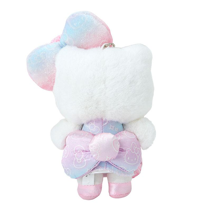 HelloKitty凯蒂猫｜Birthday 50th The Fashionable Ribbons Sanrio 50周年生日限定丝绒彩虹渐变蝴蝶结毛绒玩偶挂件/包挂/眼睛里有星辰｜约幅12×奥行5×高さ16cm