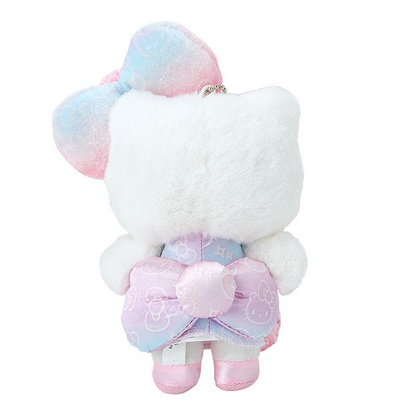 HelloKitty凯蒂猫｜Birthday 50th The Fashionable Ribbons Sanrio 50周年生日限定丝绒彩虹渐变蝴蝶结毛绒玩偶挂件/包挂/眼睛里有星辰｜约幅12×奥行5×高さ16cm