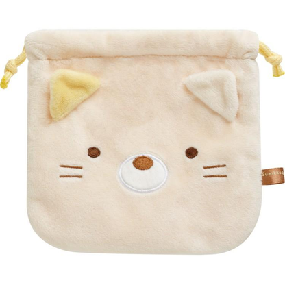 Sumikko gurashi｜Fluffy Face Plush Drawstring Bag｜150×155mm approx.