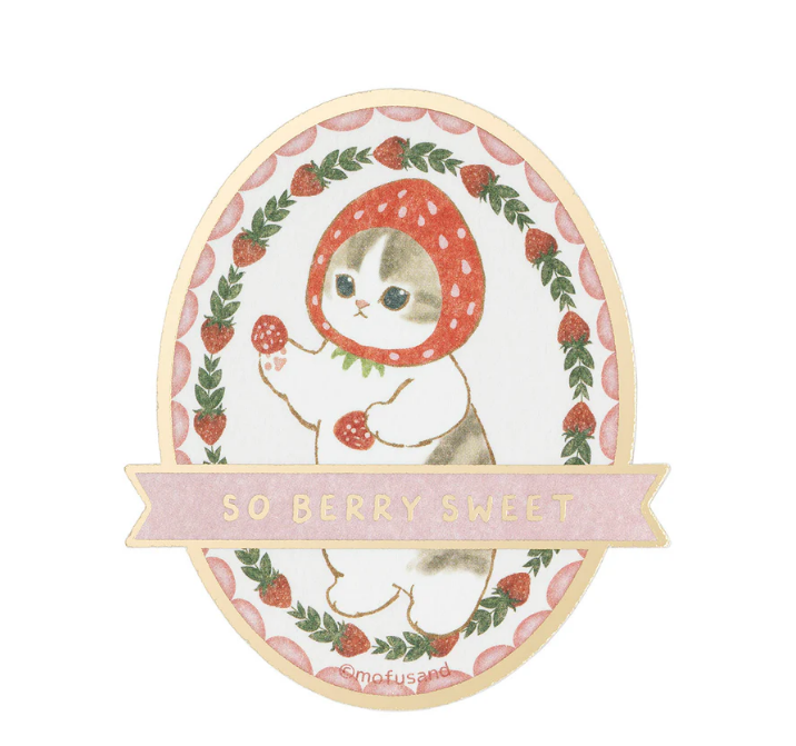 Mofusand｜Merci Strawberry Smartphone-sized Foil-Stamped Sticker｜H75×W65mm approx.
